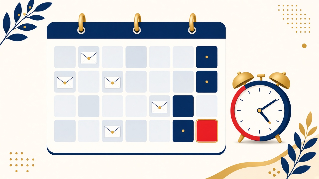 Calendar counting down to Black Friday with email icons on key dates